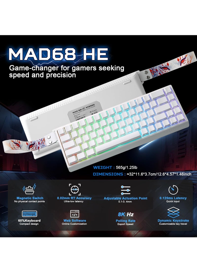 MADLIONS MAD68 HE Rapid Trigger Wired Magnetic Mechanical Gaming Keyboard 60% Hall Effect Switches Adjustable Actuation, PBT Keycaps RGB Hot-Swap,8K Hz Polling Rate(Black,Amber Pro Switch) - Image 2